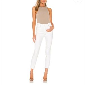 NWT Agolde “Nico” high rise slim fit “radiate” white denim jeans 32